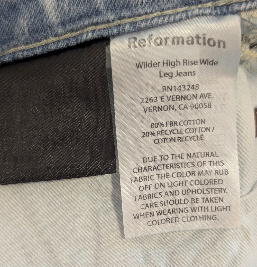 Reformation Wilder High Rise Wide Leg Jeans Tenaya Wash - Size 24 - Picture 6 of 8